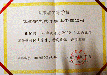 王伊诺省级优秀学生